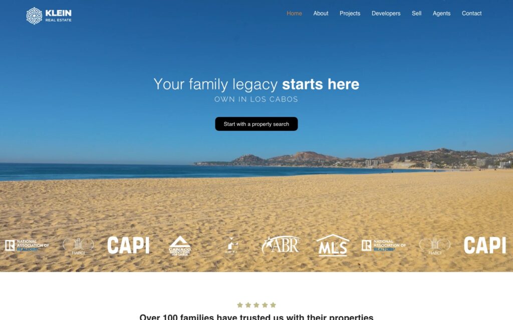 Sitio web de Klein Real Estate